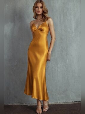 selfie leslie yellow satin dress On A Roll Frill Trim Maxi Dress Yellow